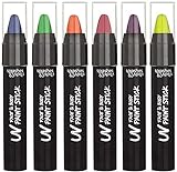 Uv Face And Body Paint Sticks - Costume, Halloween And Club Makeup - Safe For All Skin Types - Easy On And Off...
