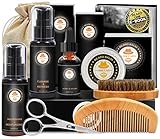 Upgraded Beard Grooming Kit w/Beard Conditioner,Beard Oil,Beard Balm,Beard Brush,Beard Shampoo/Wash,Beard...