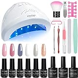 EdenRays Gel Nail Polish Kit with UV Light 48W/24W, 6 Color & Platinum Gel with Related Tool Set (Set-2)
