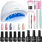 EdenRays Gel Nail Polish Kit with UV Light 48W/24W, 6 Color & Platinum Gel with Related Tool Set (Set-2)