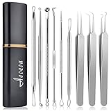 Pimple Popper Tool Kit Blackhead Remover, Aooeou Acne Removal Comedone Extractor Kit Pimple Tweezers For...