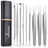 Pimple Popper Tool Kit Blackhead Remover, Aooeou Acne Removal Comedone Extractor Kit Pimple Tweezers for...