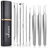 Pimple Popper Tool Kit Blackhead Remover, Aooeou Acne Removal Comedone Extractor Kit Pimple Tweezers For...