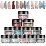 Modelones Acrylic Powder 12 Color Nude Gray Color Acrylic Nail Powder Set Professional Polymer Colorful Set...