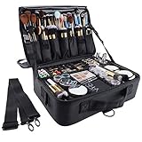 GZCZ 3 Layer Large Capacity Professional Travel Makeup Train Case 13.4 Inches Makeup Bag Cosmetic Brush...