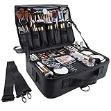 Gzcz 3 Layer Large Capacity Professional Travel Makeup Train Case 13.4 Inches Makeup Bag Cosmetic Brush...