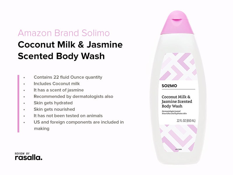 Amazon Brand Solimo Body Wash, Dermatologist Tested Coconut Milk &Amp; Jasmine Scented Body Wash