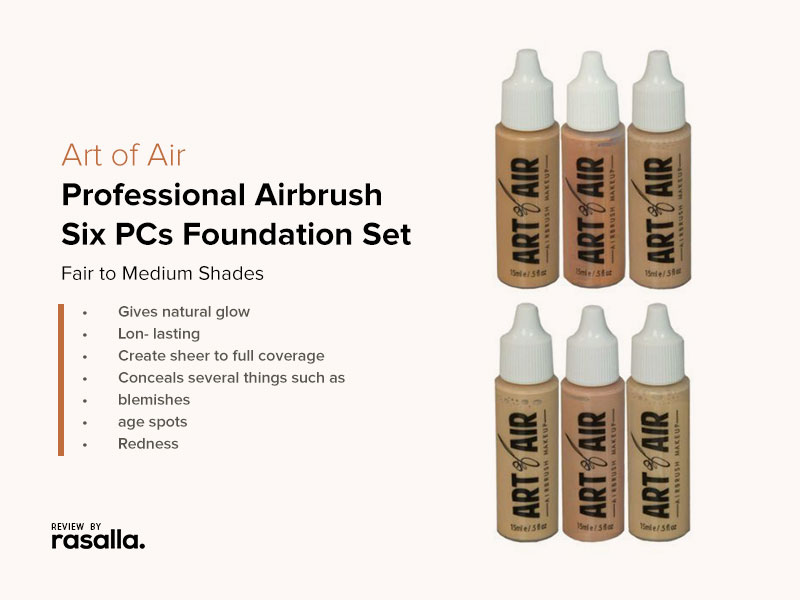Art Of Air Professional Airbrush Makeup System - Fair To Medium Shades Six Pcs Foundation Set 