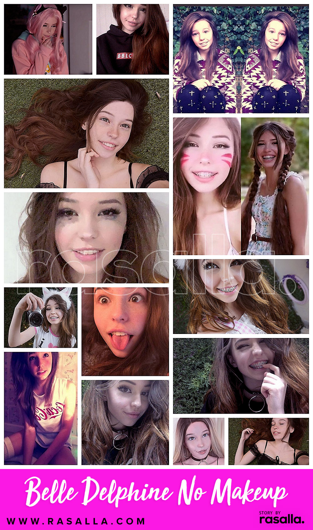 Bunny Delphine (Belle Delphine’s Without Makeup Look) Collage