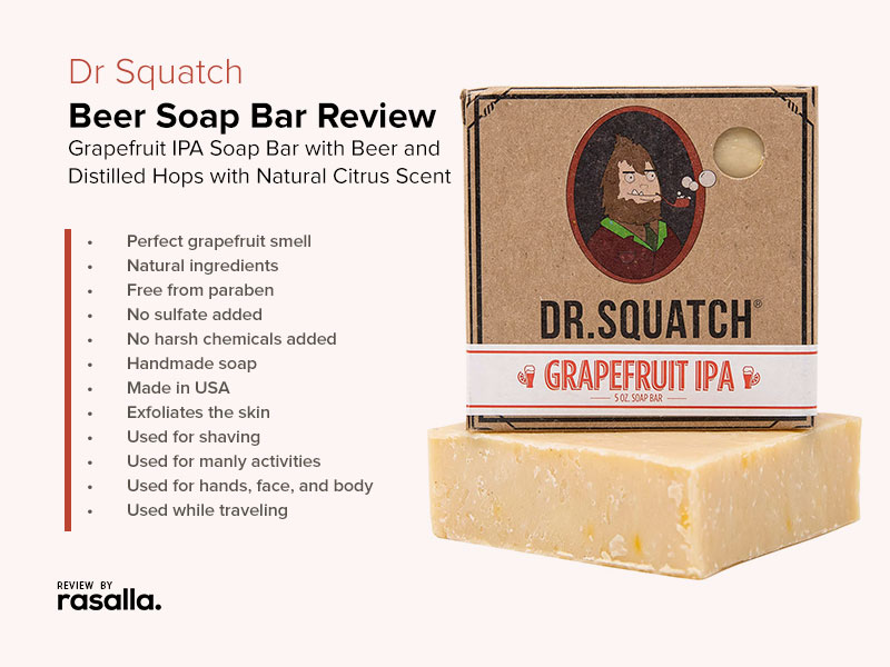 Dr. Squatch Beer Soap Bar Review - Grapefruit Ipa Soap Bar With Beer And Distilled Hops With Natural Citrus Scent 