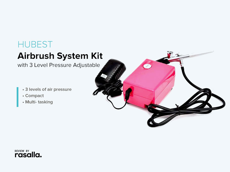 HUBEST Airbrush System Kit with 3 Level Pressure Adjustable - Silent Airbrush Compressor