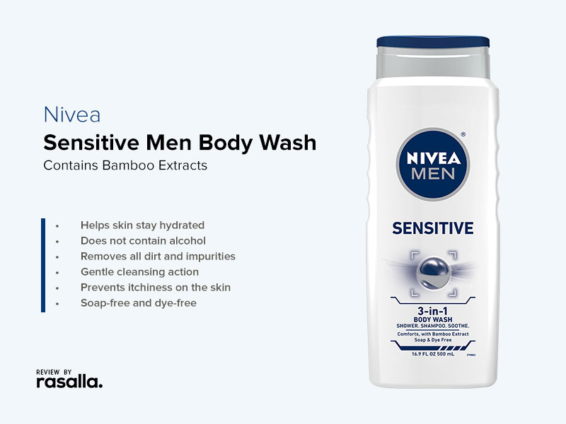 Nivea Body 3 In 1 Sensitive Skin Body Wash For Men Contains Bamboo Extracts