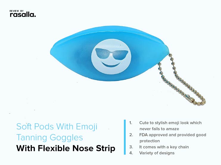 Soft Pods With Emoji Tanning Goggles - Tanning Bed Eyewear With Flexible Nose Strip