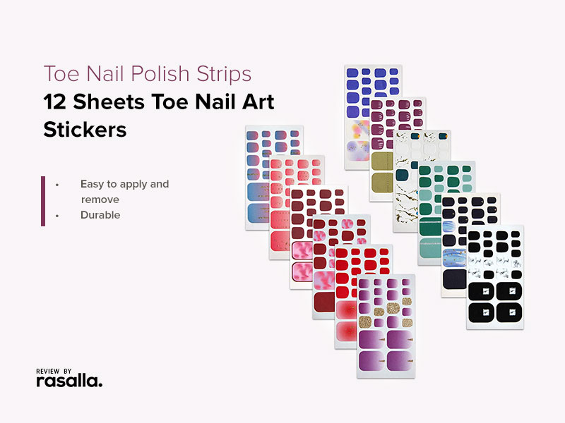 Toe Nail Polish Strips - 12 Sheets Toe Nail Art Stickers Decal Pure Color Nails Wraps 