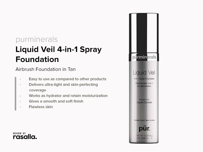 Purminerals Liquid Veil 4-In-1 Spray Foundation - Airbrush Foundation In Tan